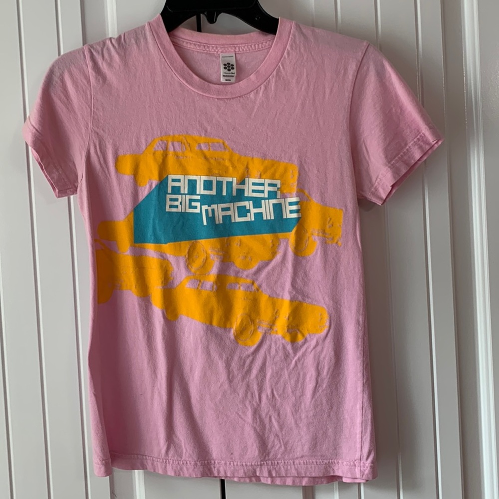 American Apparel Another Big Machine Band Graphic Tee Pink Blue Small
